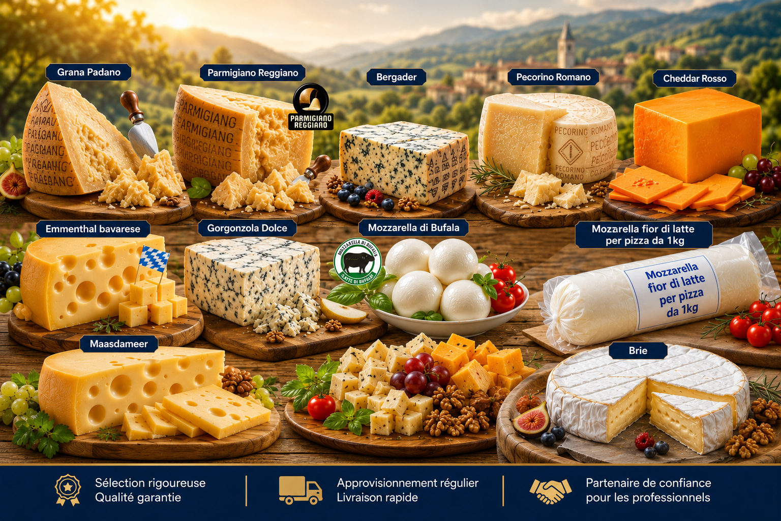 Sélection de fromages distribués par Adam Impex