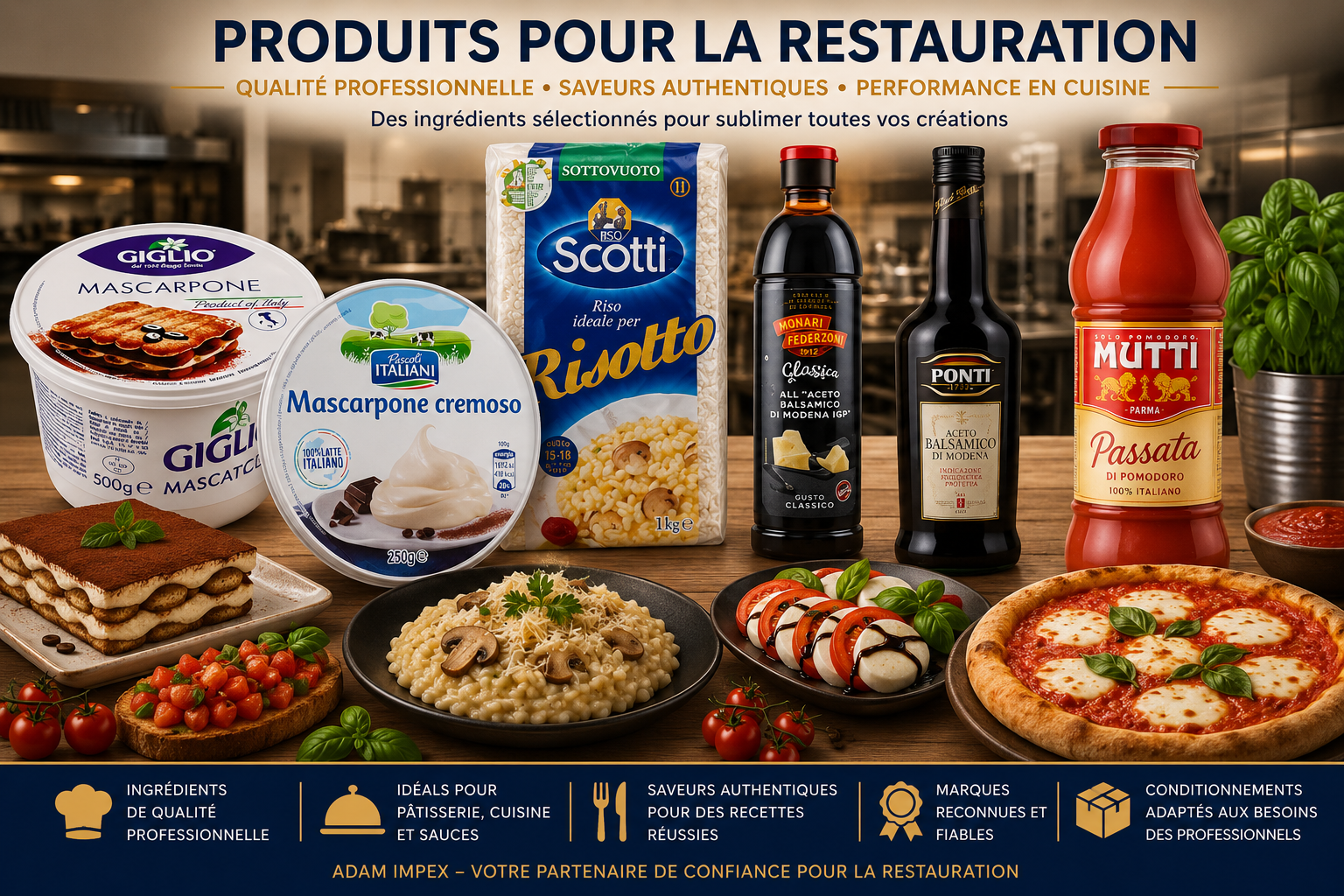 Produits pour la restauration professionnelle distribués par Adam Impex