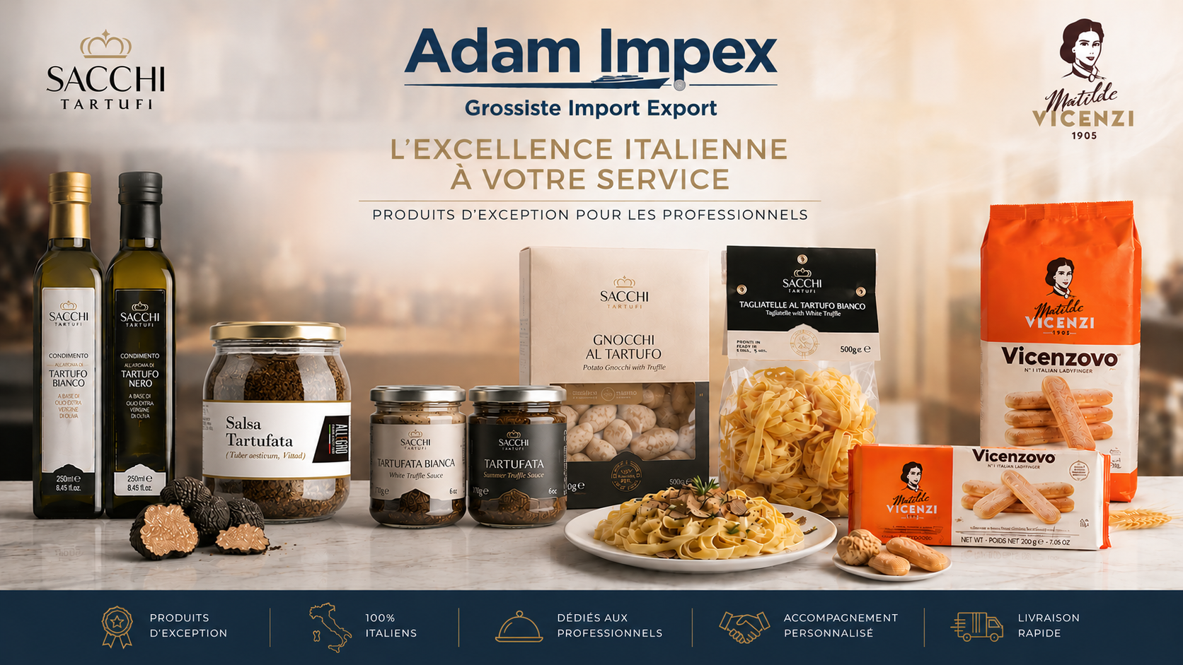 Adam Impex - importateur et grossiste de produits italiens premium en Tunisie